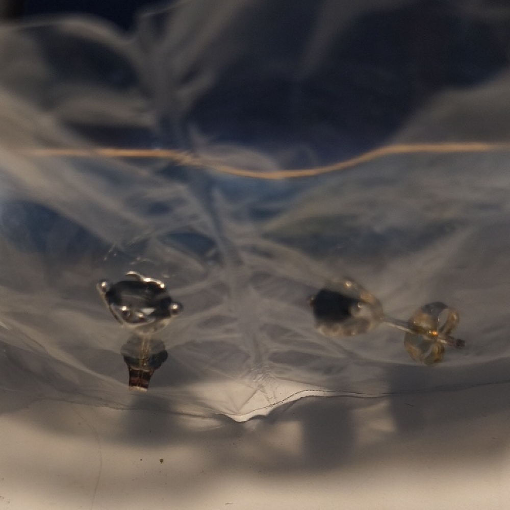 Sterling Silver Genuine Black Sapphire Stud Earrings